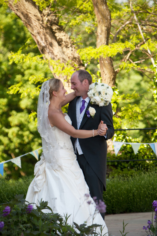 A warm up for the first dance? A wedding couple in the gardens at Burton Court.