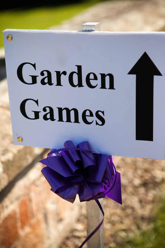 Garden games are too be encouraged to help with the celebrations at a wedding reception.