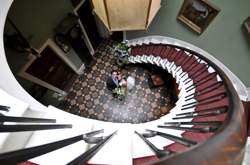 The beautiful sweeping staircase is wonderful Regency architecture and provides a wonderful backdrop for wedding photographs.