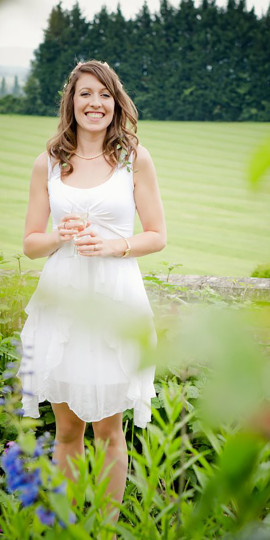 A bride in the gardens. The colours in the garden work really well for wedding photographs.