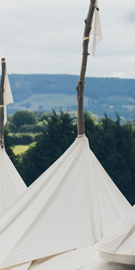 Traditional Marquee roofs over the unspoilt Herefordshire countryside.